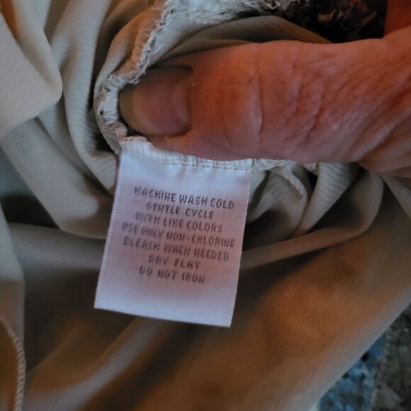 Worthington brown floral lace, lined V-neck stretch top, size Large - Picture 6 of 7